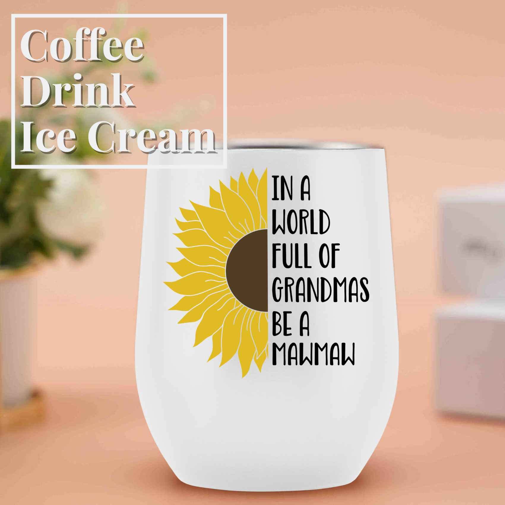 Onebttl Mawmaw Gifts, Sunflower Grandma Gifts, 12oz Stainless Steel Insulated Tumbler for Sunflower Lovers, Perfect for Mother's Day, Birthday