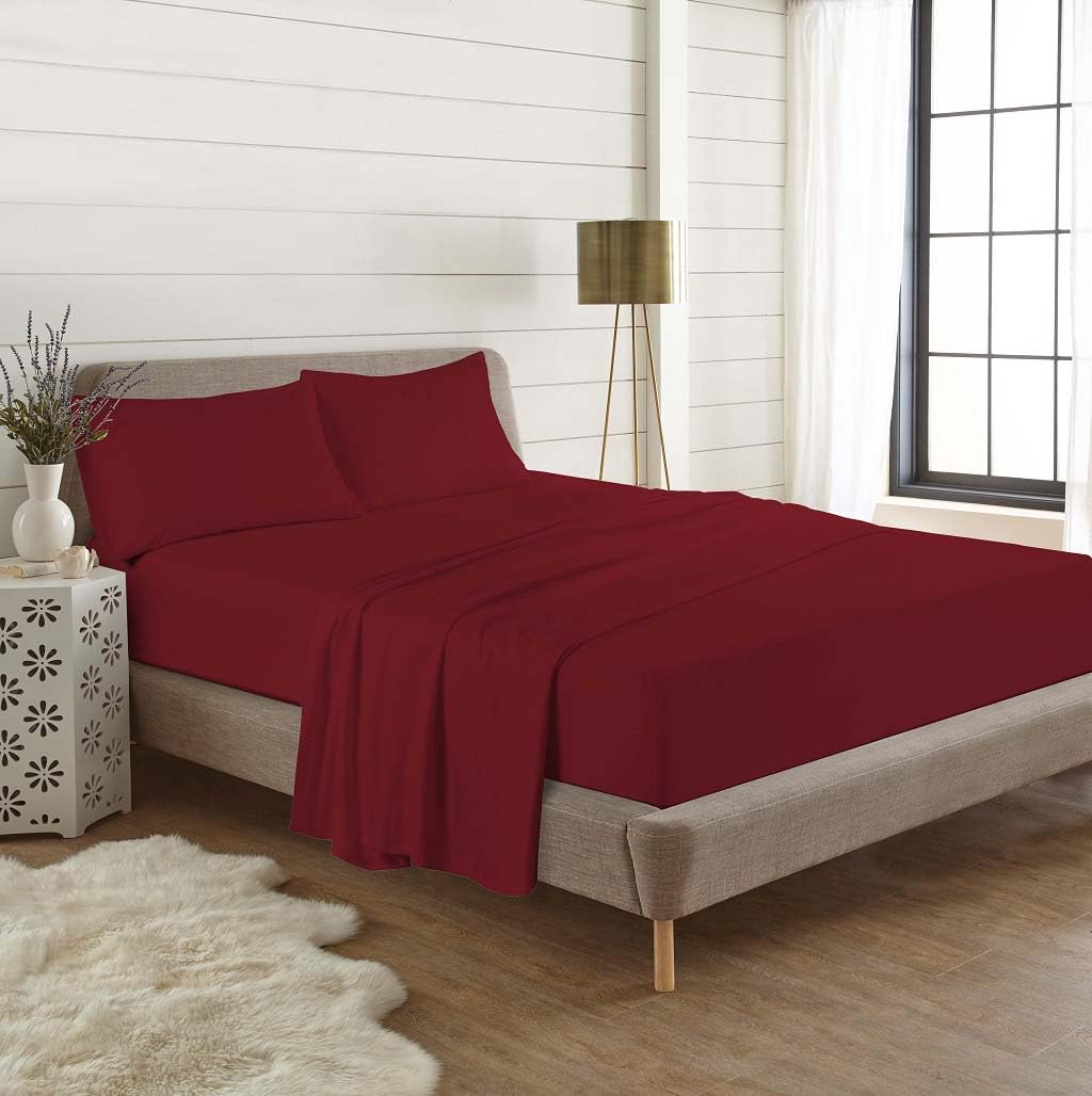 Dazzle Collection 100% Brushed Cotton Thermal Flannelette Fitted Sheet 25cm Deep Mattress Sheet Soft & Cozy Fitted Bed Sheet (Red, King)
