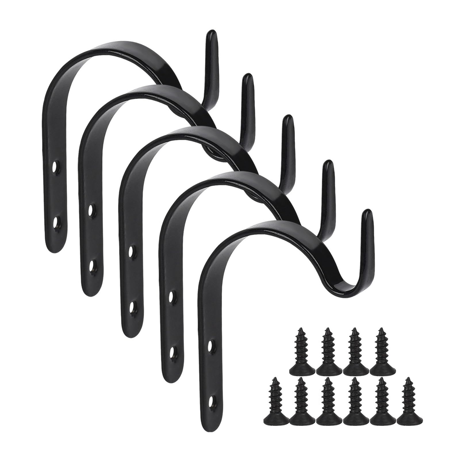 FJQFHH Gutter Hooks Shape, Outdoor Light Hook Iron Black Hanger With Screws(5pc)