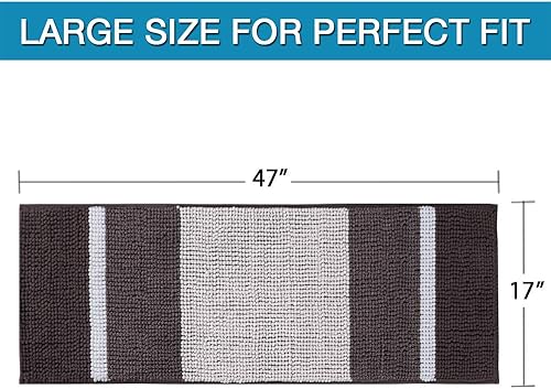 Miniatura 2 de Tapete de baño de felpa de chenilla de microfibra, diseño de rayas degradadas, ultrasuave, lavable, tapete de baño