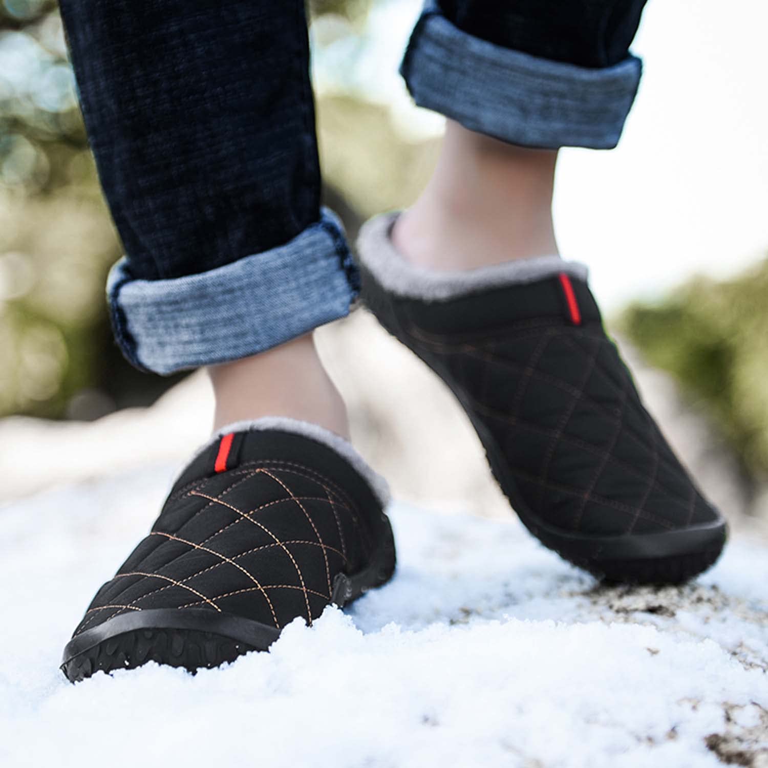 CERYTHRINA Zapatillas de estar por casa para hombre y mujer, forro cálido, impermeables, para interiores y exteriores, antideslizantes, para invierno, negro (schwarz 2), 46 EU