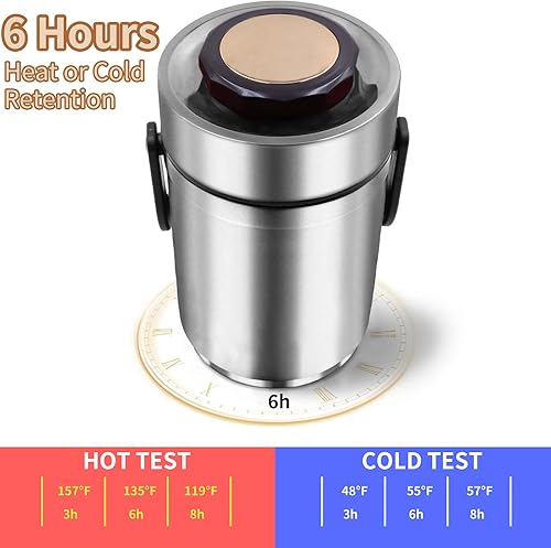 Miniatura 2 de Termo de 67 onzas para comida caliente, termo apilable de 3 capas sellado, con bolsa de almuerzo, termo de sopa, boca ancha, es adecuado para