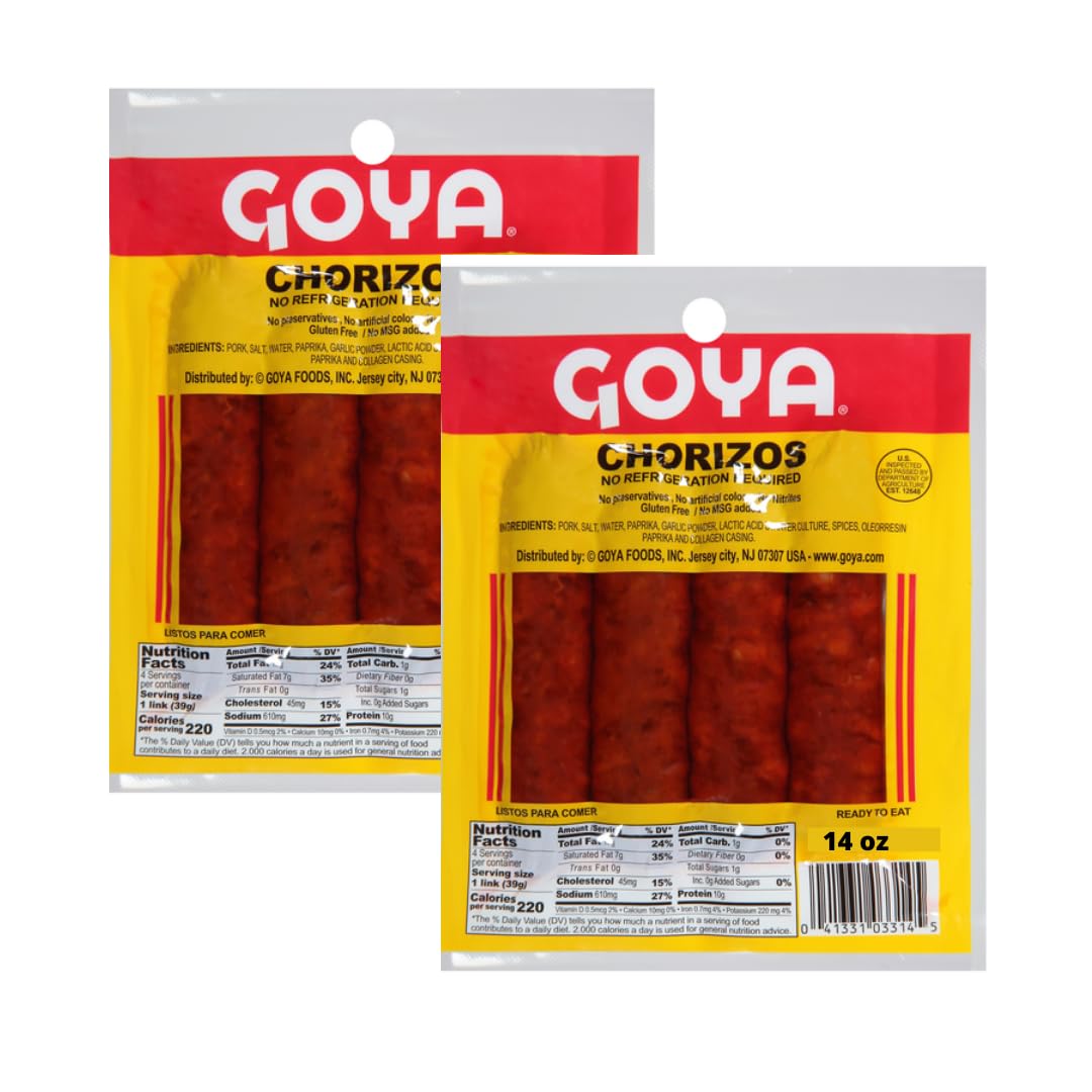 Goya Chorizo 8 Count 14 Ozs, ground pork Pack of 2 Grocery & Gourmet Food