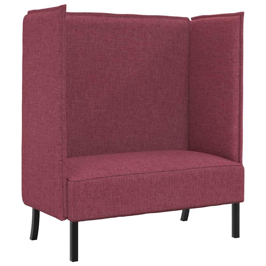 Hochlehns Sofa 2-Sitzer, Weinrot Akustiksofa mit Hoher Rückenlehne, Kompaktes Lounge Sofa für Büro, Lobby & Co-Working, Stoffbezug, 109x56x121cm
