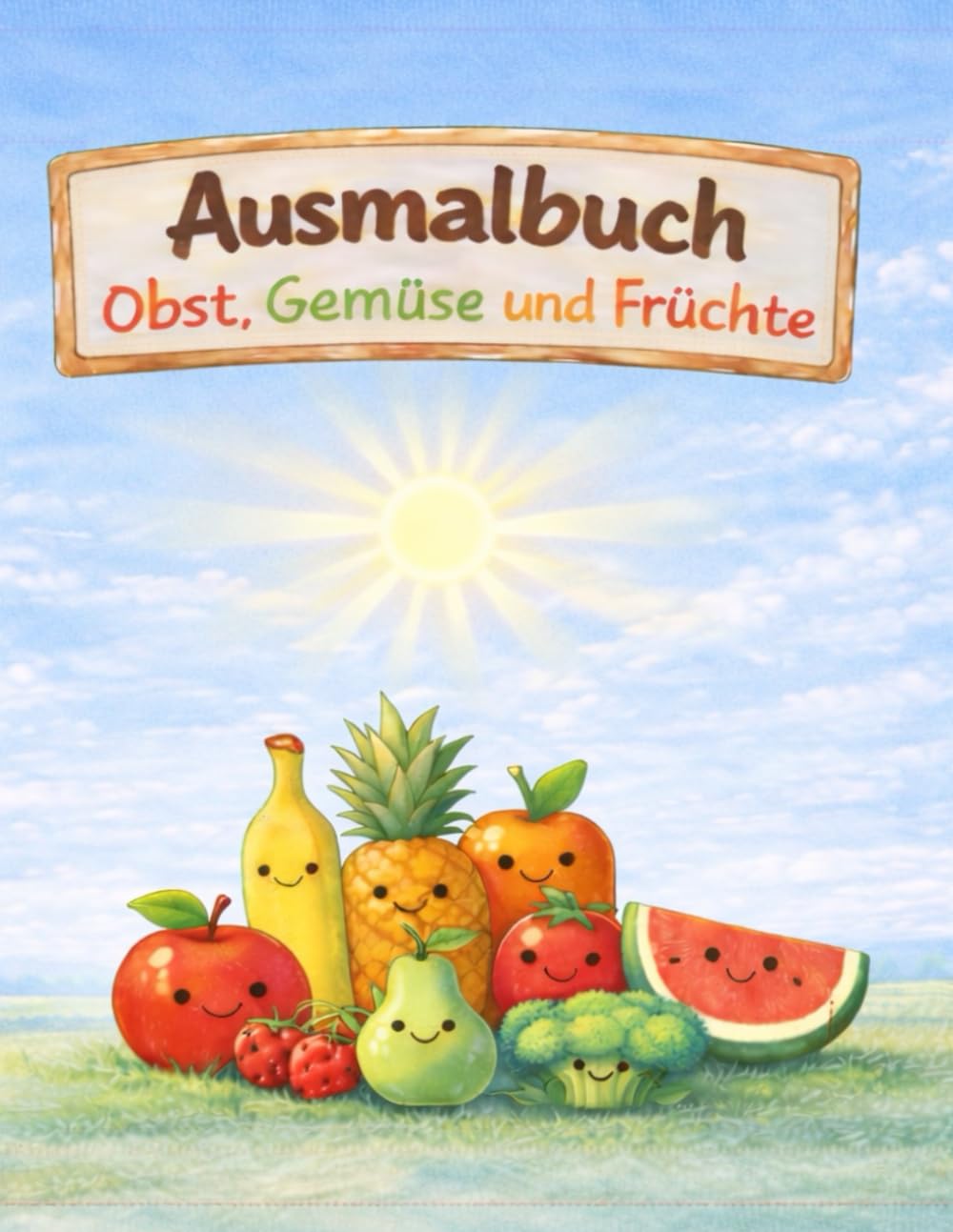 Ausmalbuch Obst, Gemüse und Früchte: 40 liebevoll gestaltete Motive zum Ausmalen für Kinder