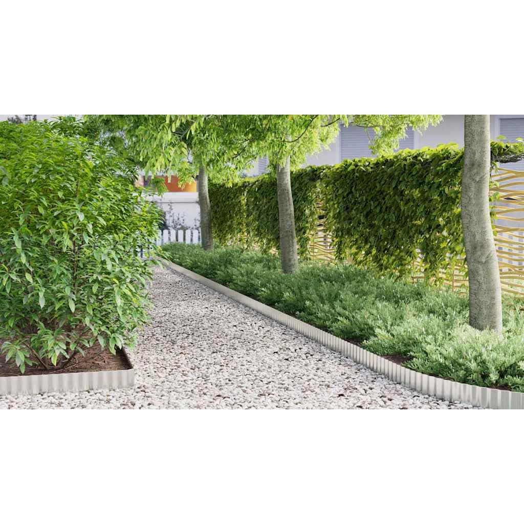 Krawędź trawy 1000 x 15 x 0,03 cm stal ocynkowana srebrna | Odporny na warunki atmosferyczne, gotowy do użycia, łatwa konserwacja, do ogrodu i tarasu