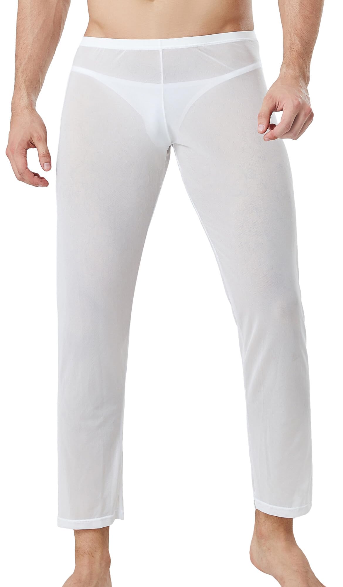 Panegy Pantaloni da pigiama da uomo, in rete, trasparenti, comodi, trasparenti, da discoteca