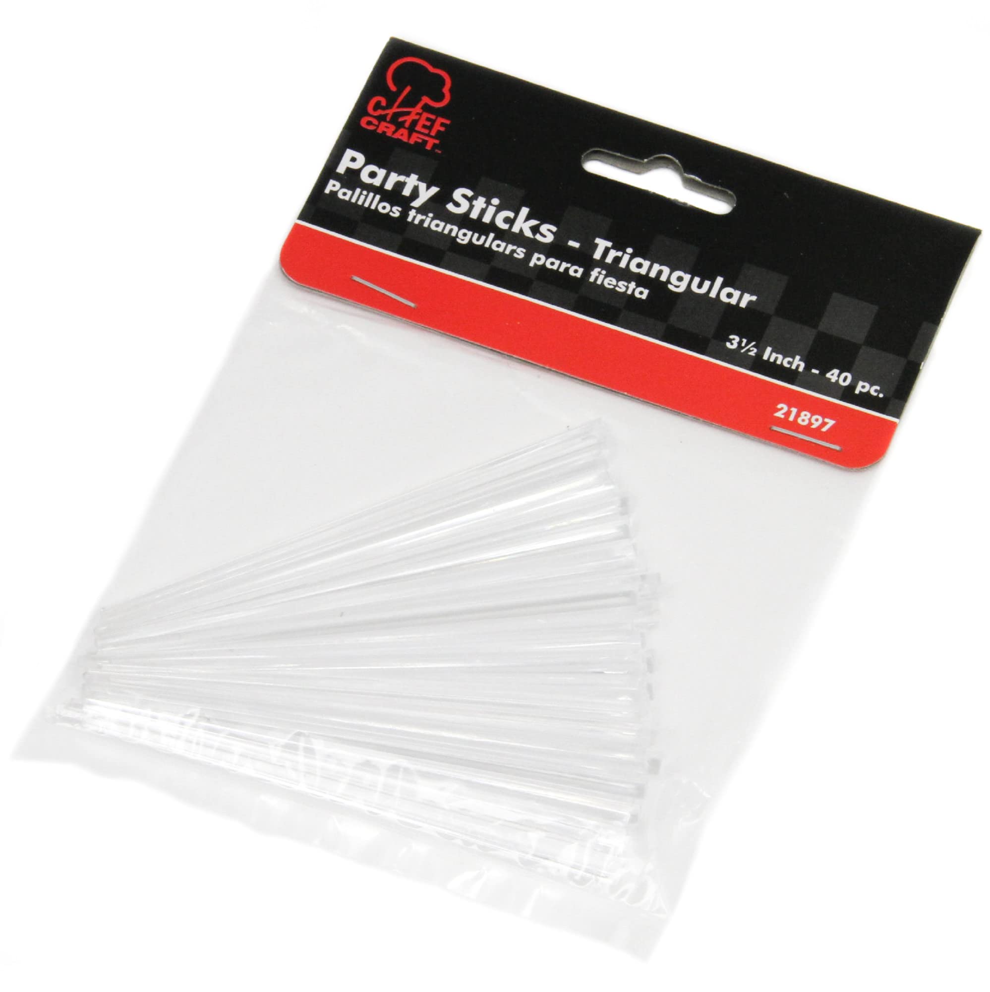 Chef CraftTriangular Prism Party Picks, 3.5 inch 40 Piece Set, Clear