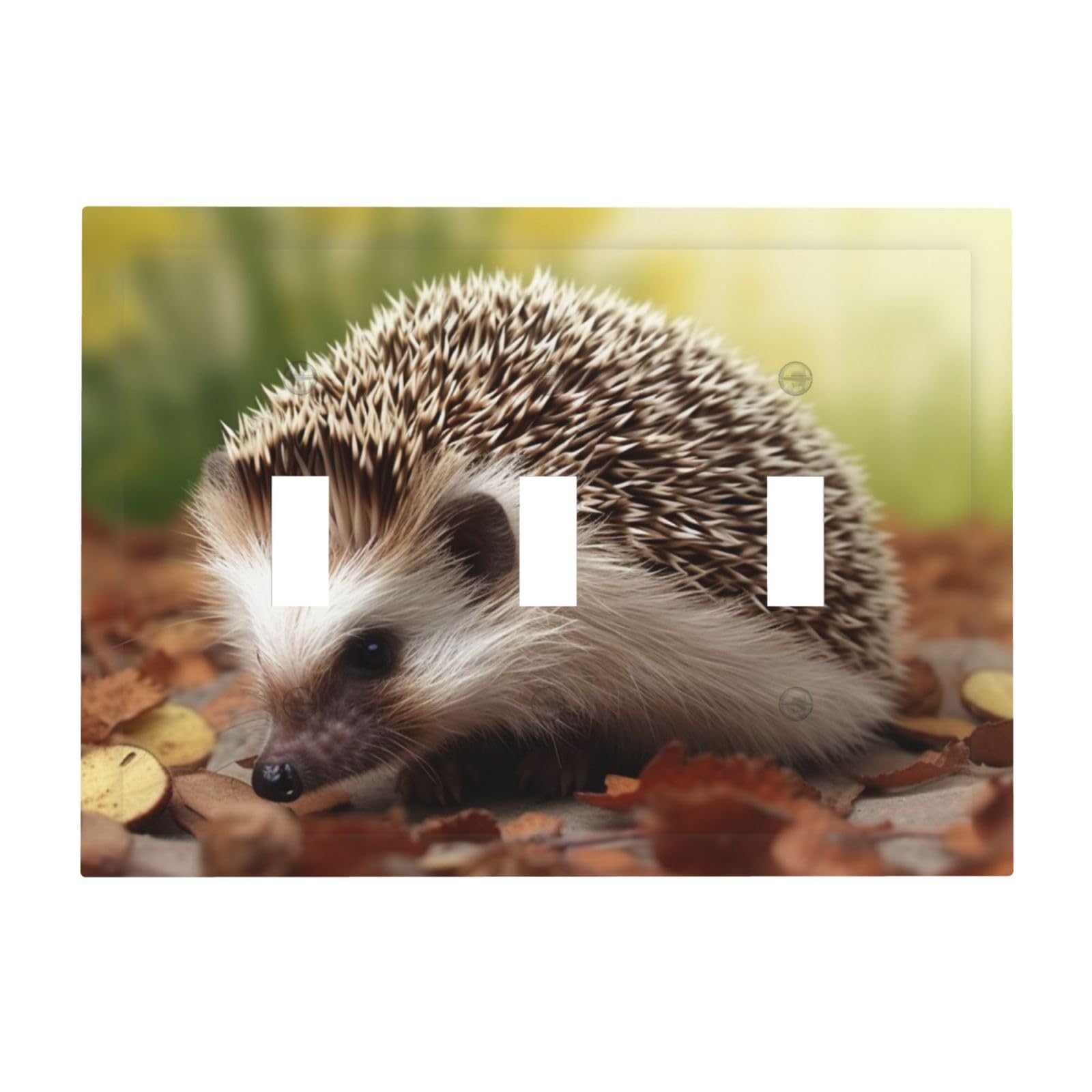 Kloph Hedgehog Decorator Light Switch Covers Wall Plate 3-Gang Mid Size 6.7" X 4.8" Triple Toggle Switch Wallplate Decorative 3 Gang Wall Switch Plate Covers Polycarbonate Thermoplastic