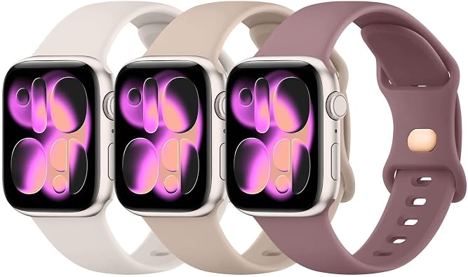 3 Pack Bands Compatible with Apple Watch Band 38mm 42mm 40mm 44mm 41mm 45mm 46mm 49mm Women Men, Soft Silicone Replacement Sport Straps for iWatch Series 11 10 9 8 7 6 5 4 3 2 1 Ultra SE
