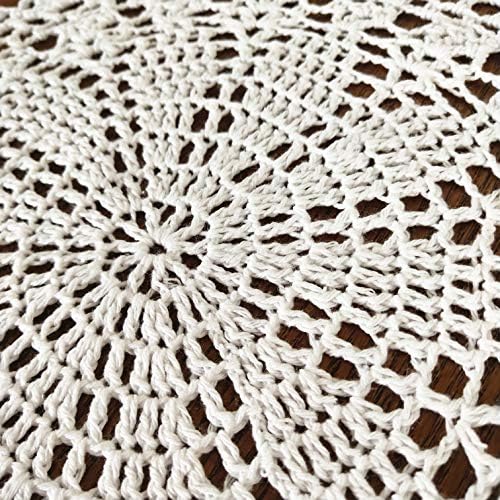 USTIDE 6pcs Round Crochet Table Doilies White Cotton Lace Table Placemats Value Pack 9.8 inch