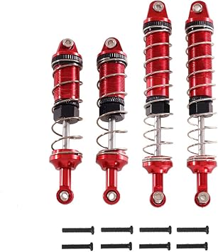 for Wltoys 12428 12423 12427 12429 FY-03 4pcs Metal Oil Shock Absorber Damper 1/12 RC Car Upgrade Parts AccessoriesF and R Red