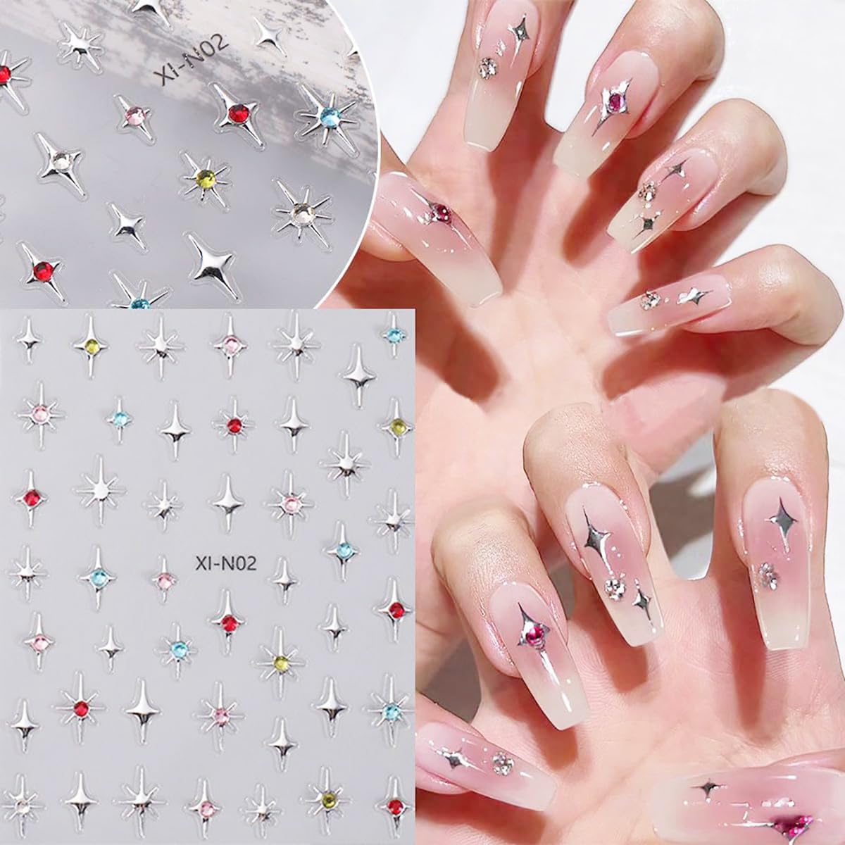 MAYCREATE Star Nail Stickers Y2K Galaxy Self-Adhesive Decals 6 Sheets 4