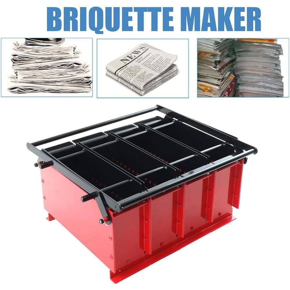 Briquetas, 4 compartimentos para hacer troncos de papel para hacer ladrillos refractarios, ideal para calefacción interior y exterior, herramienta de jardín en casa