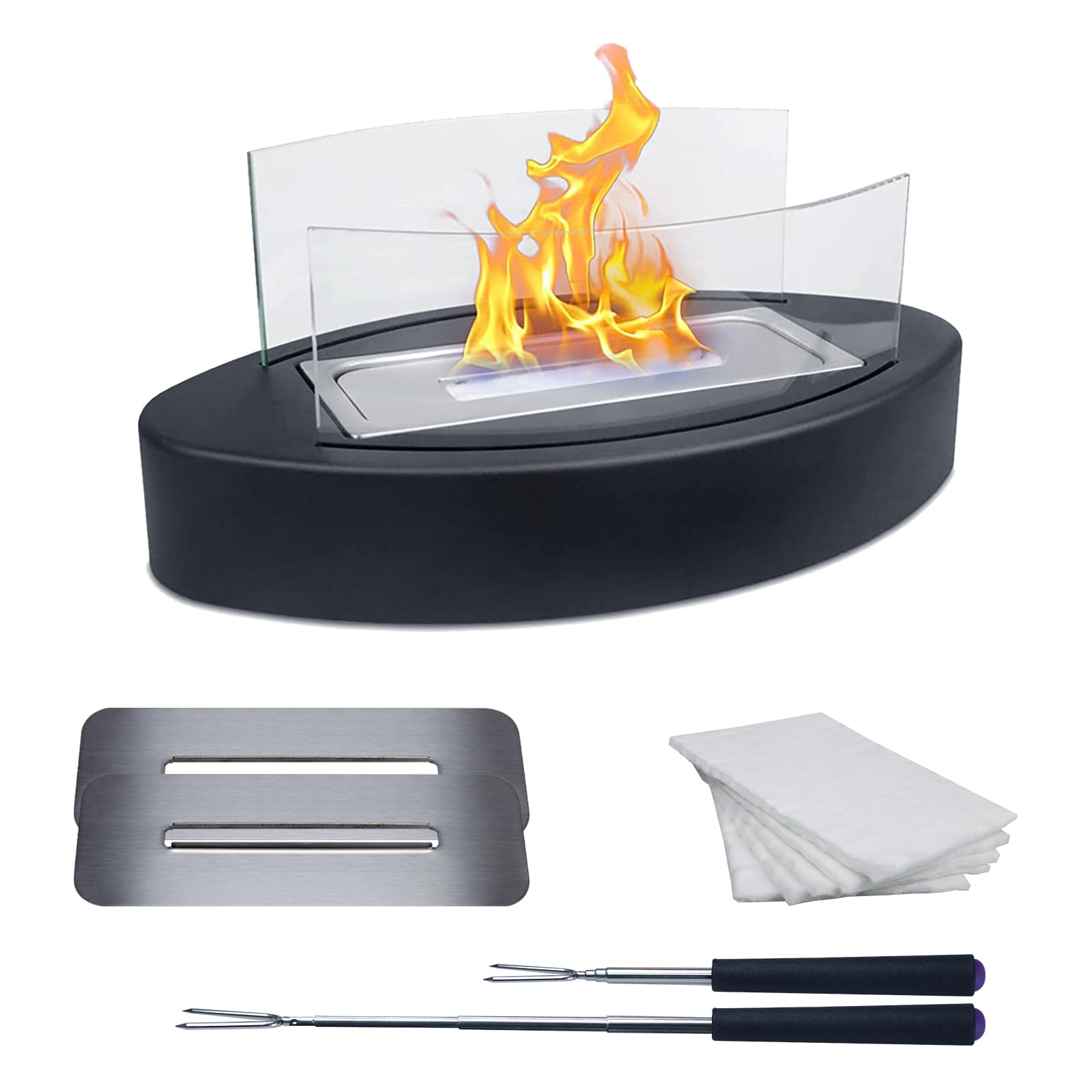 Premium Quality Table Top Fire Bowl | Portable Fireplace, Oval Shape Table fire - Gift for Patio, Balcony | Brilliant Gift for Holiday, Wedding, Parties & Birthday (Gel Fuel ONLY, no Alcohol)