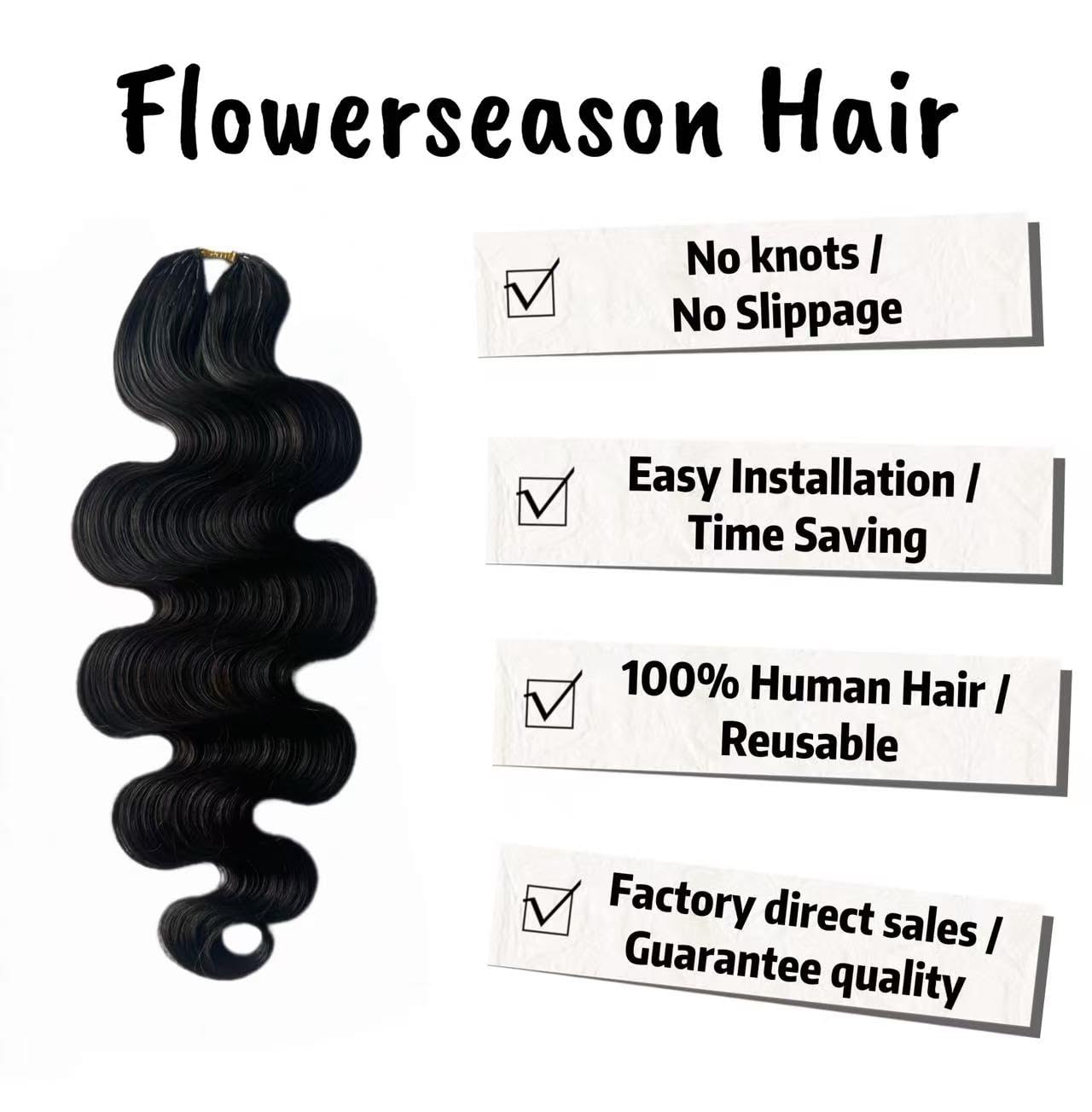 Body Wave Pre-Separated Crochet Hair Extensions Human Hair Knotless Pre-Separated Feather Crochet Braid Hair Extensions Natural Color 16 Inch 120g