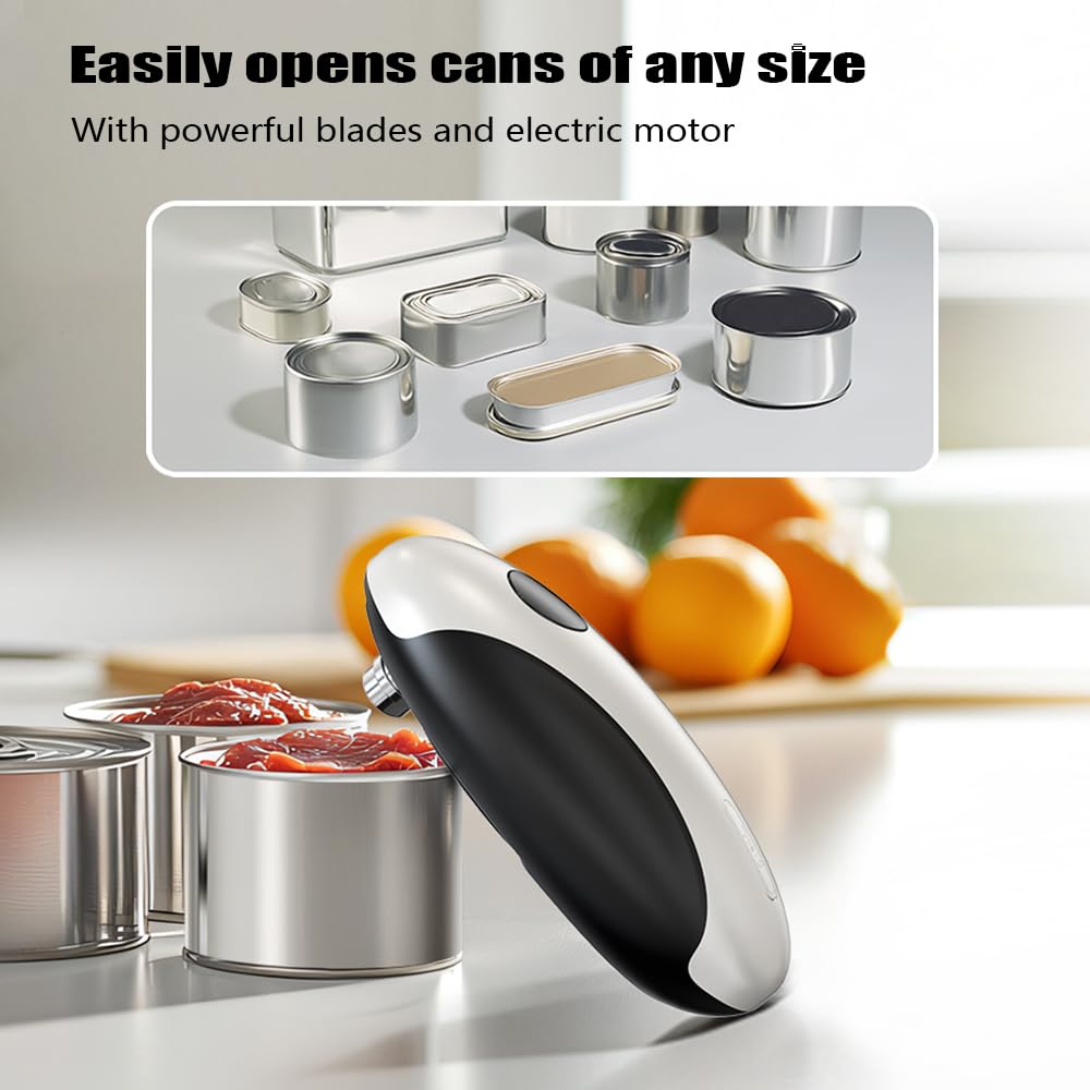 Electric Can Opener, Rechargeable Can Opener Electric Fits Most Can Sizes with Smooth Edge, USB-C Fast Charge Can Opener,One-Touch Automatic Can Openers for Seniors