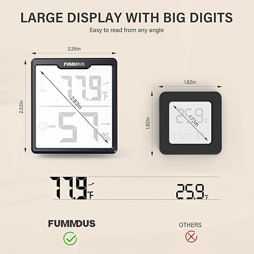 Miniatura 6 de Higrómetro digital de 3 piezas, termómetro para interiores, medidor de humedad con monitor preciso de temperatura y humedad para casa, habitación
