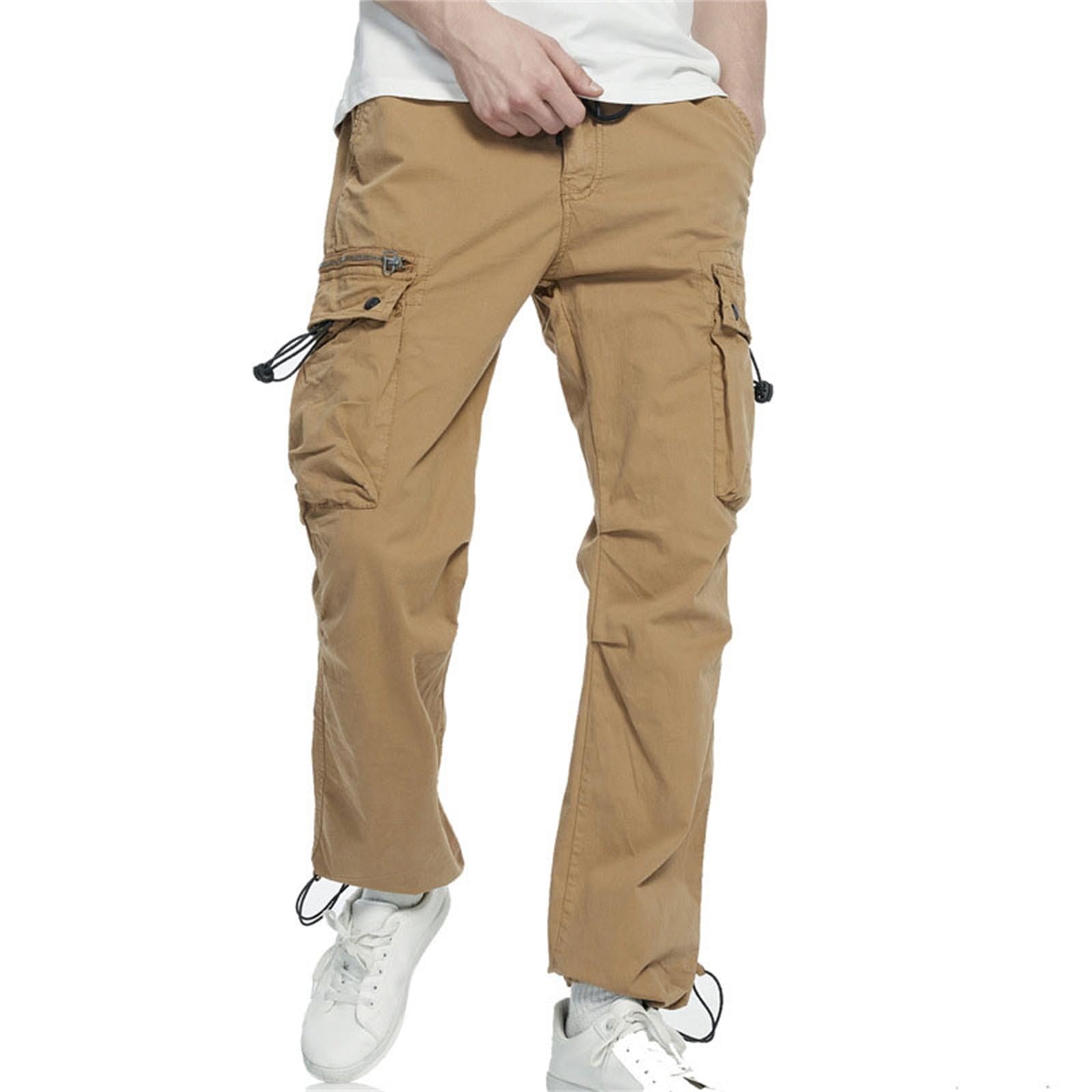 Arbeitshose Herren Schwarz Gelb Herren Casual Cargohose Workout Jogger Stretch Jogginghose Wanderhose Kordelzughose mit wasserdichte Hose
