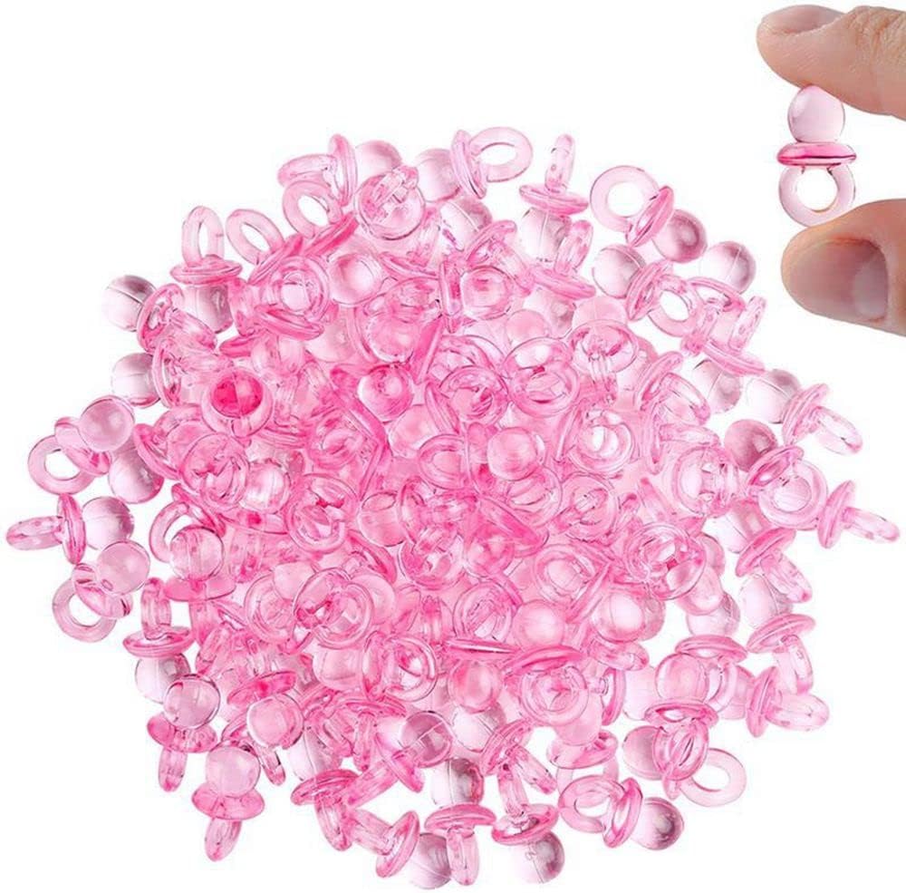 Mini Baby Pacifier Cake Toppers, 50pcs Transparent Acrylic Blue and Pink Party Decorations for Baby Shower, Birthday, DIY Crafts(blue)