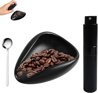 Coffee Beans Dosing Cup - Coffee Accessories with RDT Spray & Coffee Spade, Matte Black Ceramic Dispenser, Multifunctional Accessory for Espresso, Tea & Spices