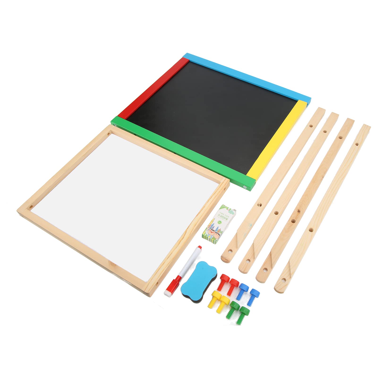 AMONIDA Tavolo da Disegno Multifunzionale in Legno a Doppia Faccia con Cavalletto Artistico per Giochi Creativi per Bambini Dai 3 Ai 12 Anni