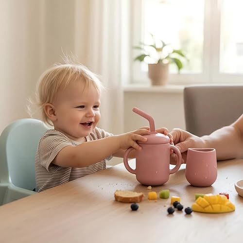Miniatura 2 de Vasos de entrenamiento de silicona Taza de entrenamiento para beber y taza de destete abierta para bebés de 6 a 12 meses en adelante, juego de