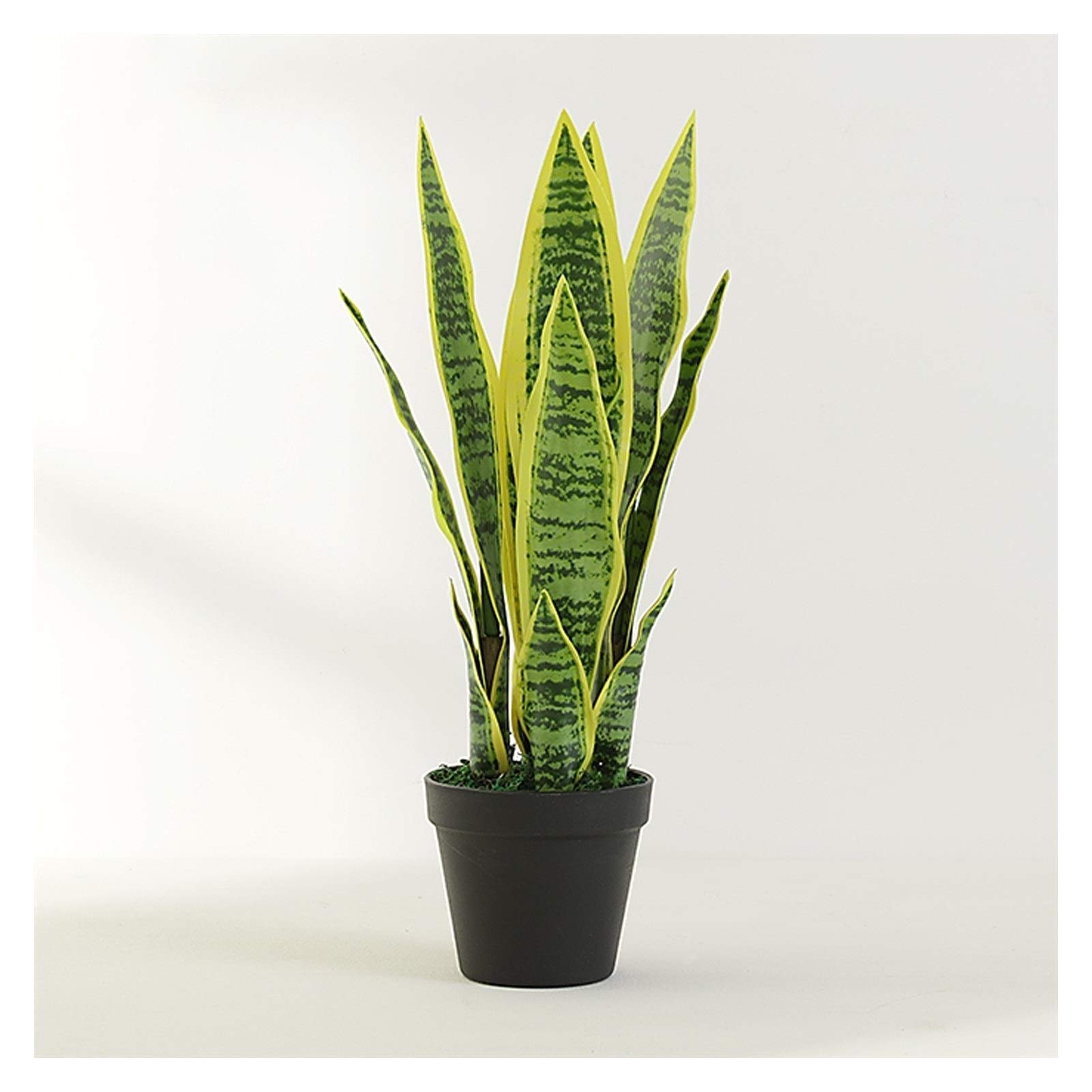 NGDFGR Artificial Potted Plant Decor Artificial Snake Plant 16.9 Inch Fake Sansevieria Tree Perfect Faux Plants In Plastic Pot For Home Office Perfect Housewarming Gift Farmhous