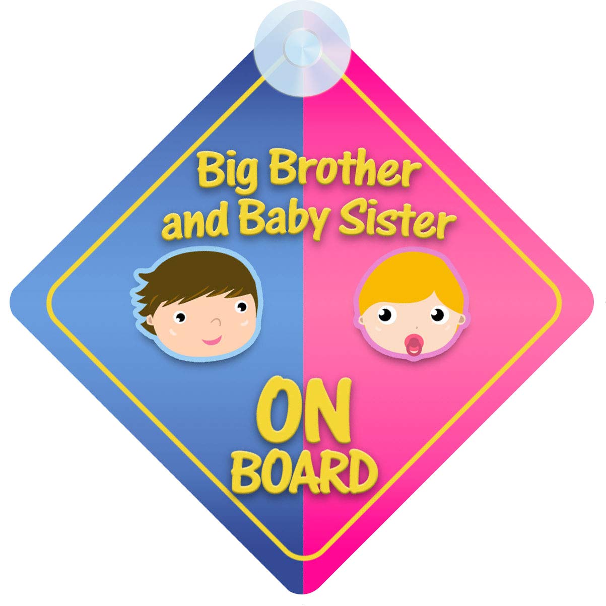 Qg Ltd Men's Multicolor Big Brother And Baby Sister On Board Car Sign For Children/Baby Boys And Girls Non Personalised Character Theme
