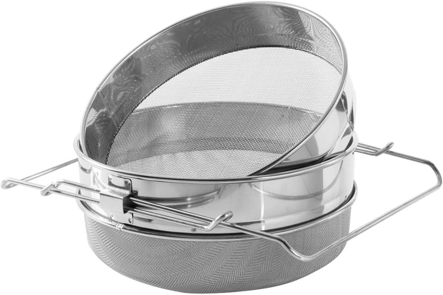SEIWEI Stainless Steel Honey Stainer Double Sieve, Bee Keeping Equipment 60 Mesh Filter, Adjustable Supporting Shelves, Multi-Function