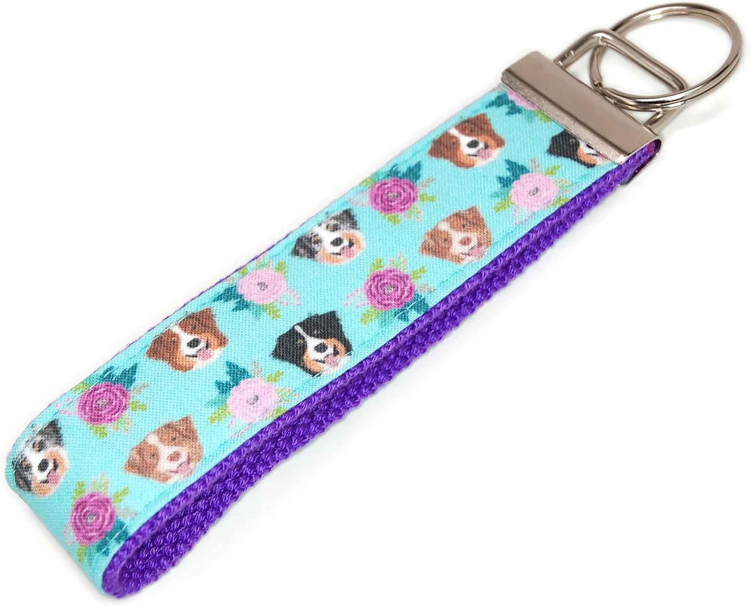 Australian Shepherd Dog Fabric Keychain Key Fob