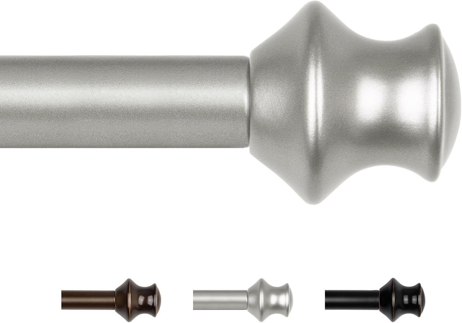 XAROO Antique Silver Curtain Rods for Windows 66 to 120, Long Heavy Duty Curtain Rod, Decorative Adjustable Drapery Rods with Brackets Antique Silver 66-120"