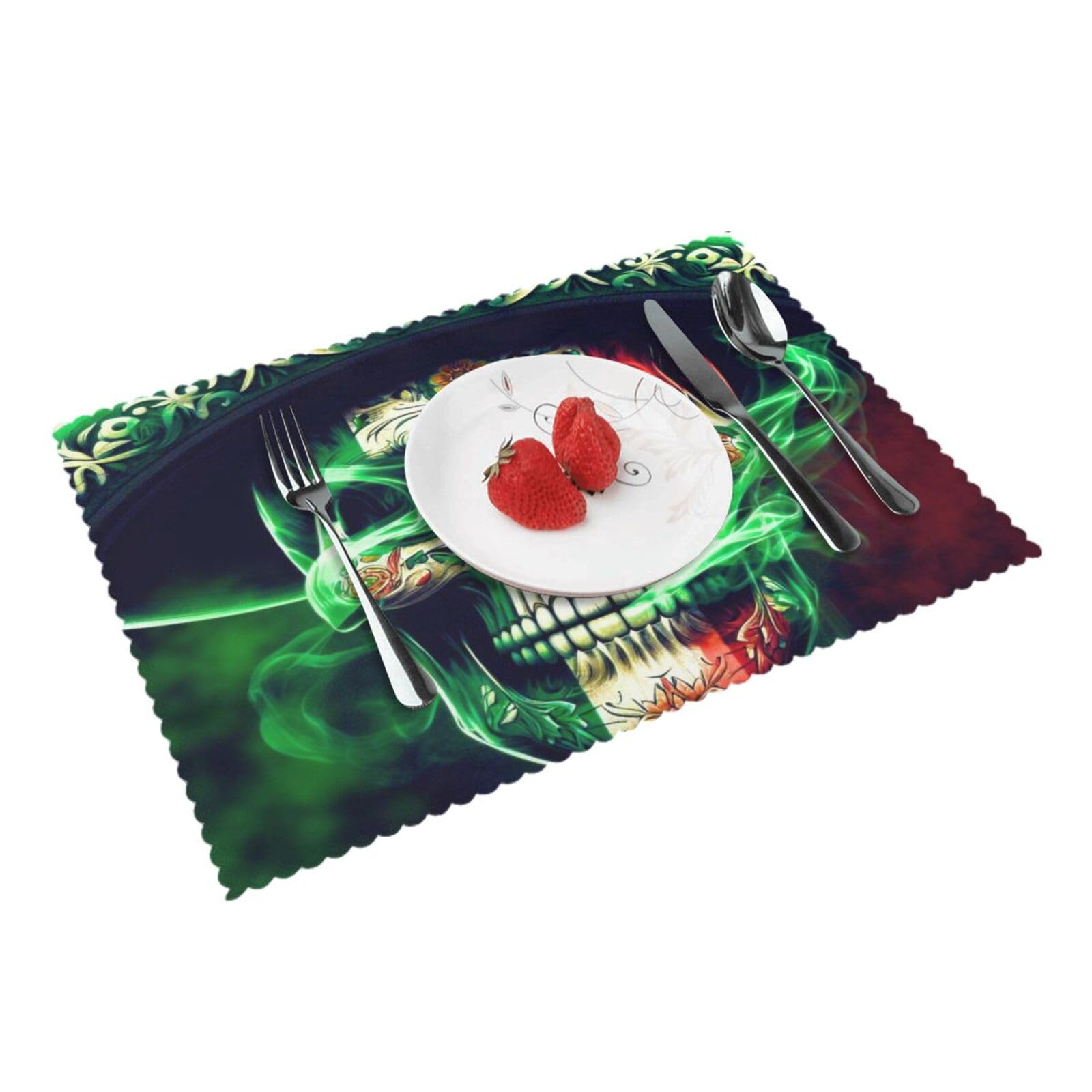 Mexico Skull Day of The Dead (2) Placemats Set of 4 Print Table Mats Place Mats Table Decor for Kitchen Dining 12X18 in