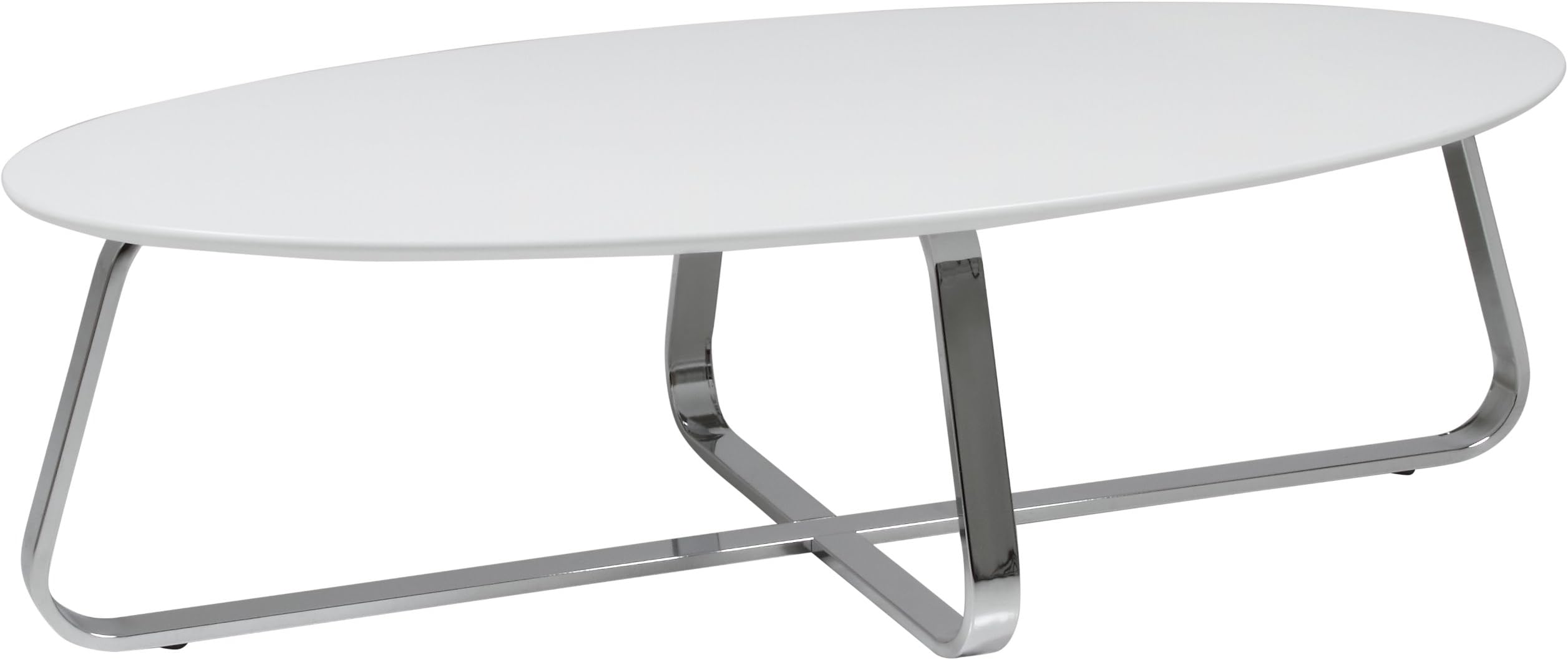 AC Design Furniture Viggo 47531 Coffee Table with Chrome-Plated Metal Frame approx. 120 x 35 x 60 cm Matte White
