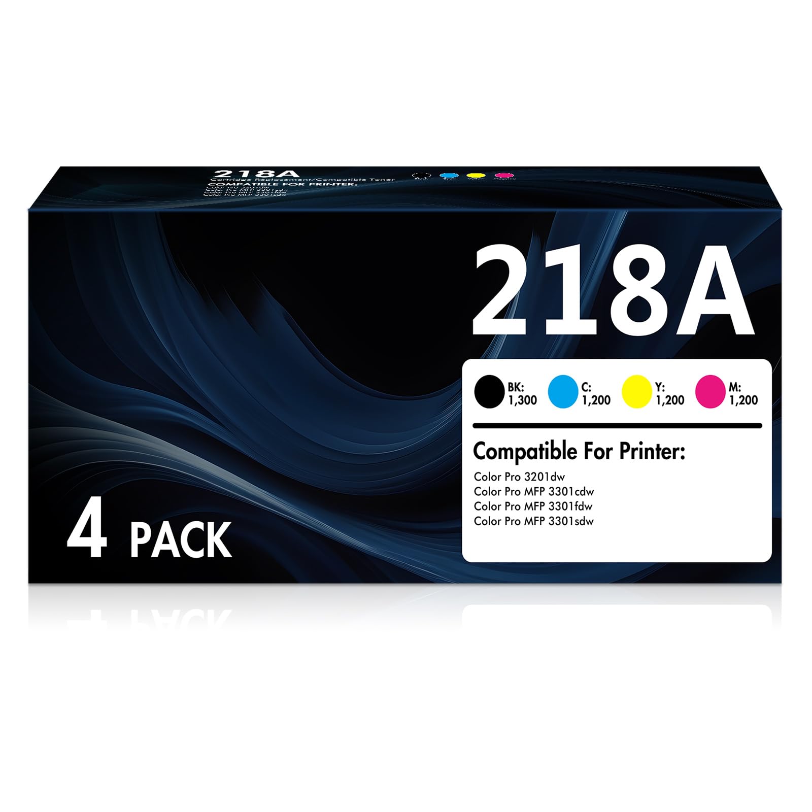 218A Toner Cartridge 4 Pack Color LaserJet Pro MFP 3301fdw Compatible for HP 218A 218X W2180A Toner Set for Color Laser Jet Pro 3201dw MFP 3301cdw 3301fdw 3301sdw 3301 3201 Printer Ink (B/C/M/Y)