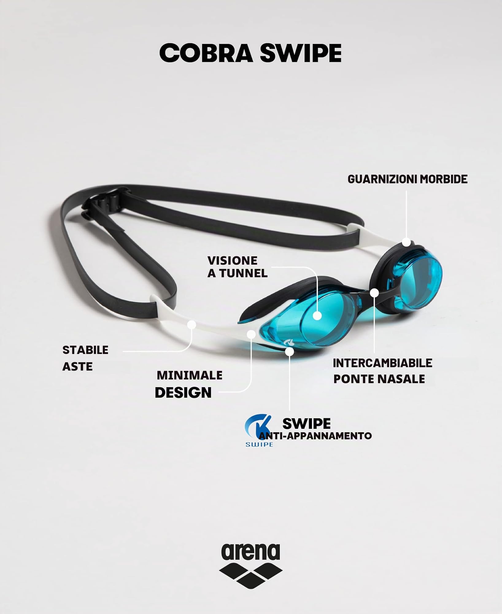 Arena Cobra Swipe Mirror Occhialini da Nuoto Unisex - Adulto