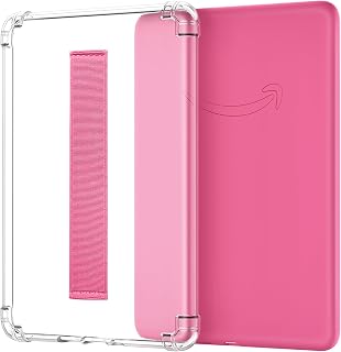 MoKo Case for 7" Kindle Paperwhite (12th Generation-2024) and Kindle Colorsoft Signature Edition, Hand Strap Case Ultra Slim Transparent Soft Flexible TPU Skin Bumper Back Cover Shell, Magenta | for Kindle Colorsoft Signature Edition 2024, Ultra-Thin Clear Flexible TPU Back Cover with Hand Strap