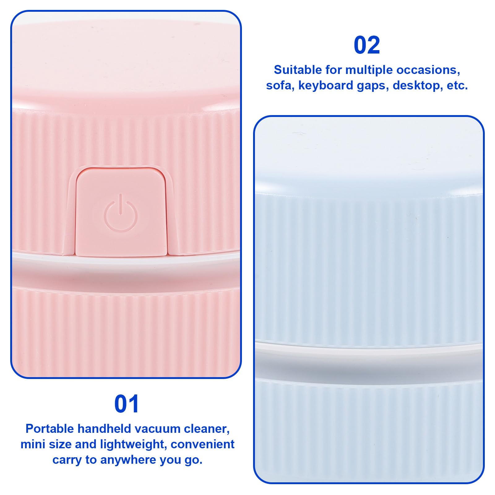 Mini Aspirapolvere Portatile Blu in Plastica, 2 Pezzi, senza Batteria