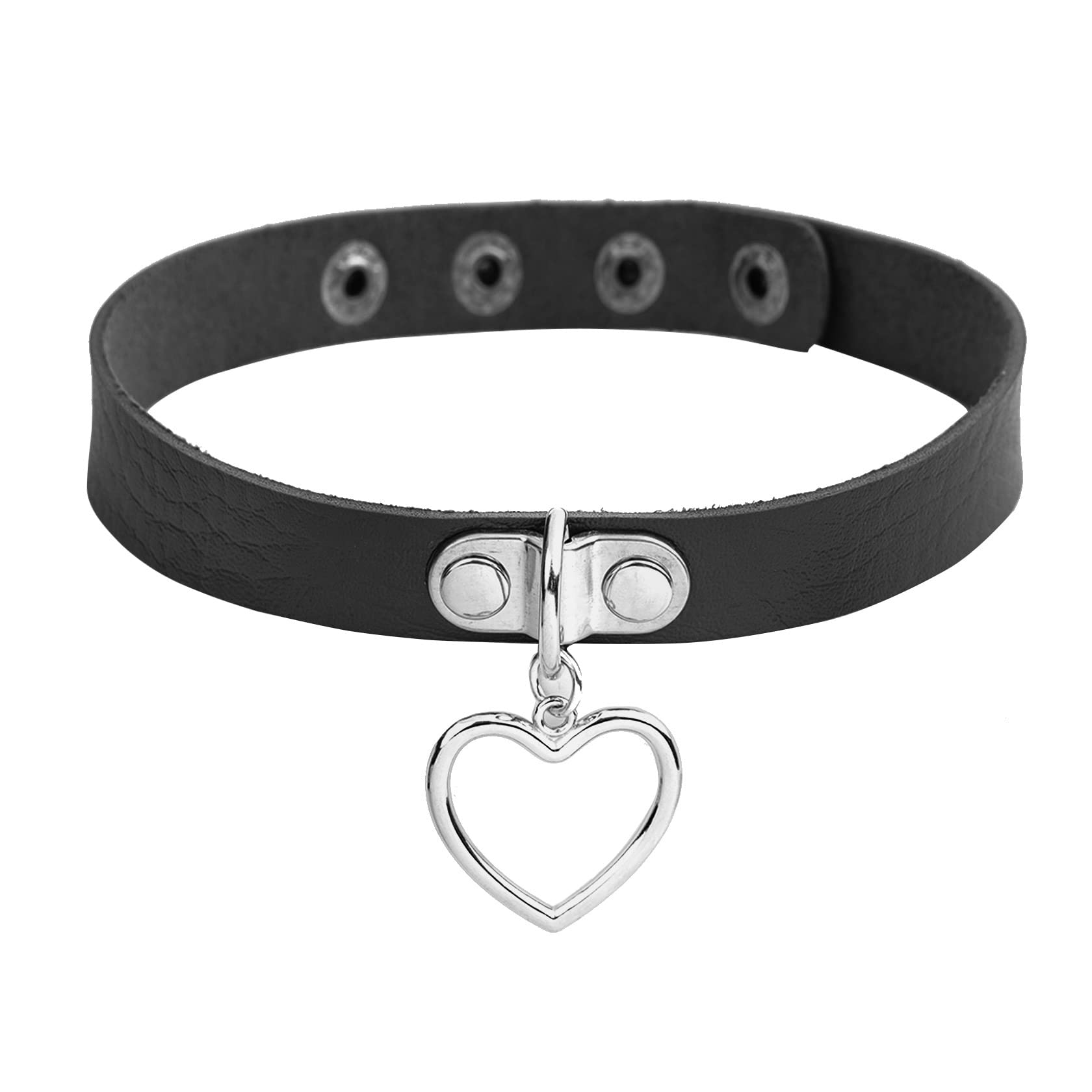 Collana Girocollo In Pelle PU Punk Con Ciondolo Cuore, Regolabile, Per Donne, Stile Gotico E Retrò