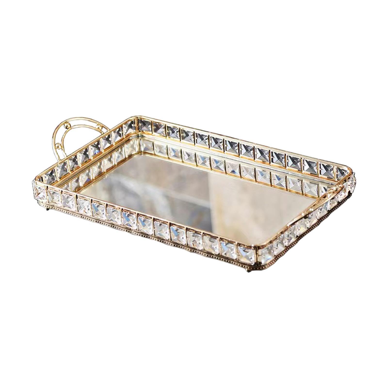 ALCXAZS Stunning Mirror Tray Makeup Tray Jewelry Eye Catching Decorative Piece As Serving Entrance Hall Perfume Decor Vanity Bathroom, 45x26x7cm