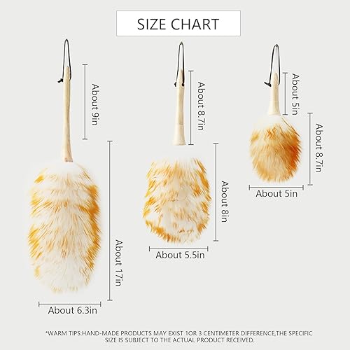 Miniatura 2 de Plumero de lana de cordero para limpieza de ventanas, muebles de computadora, TV, pantallas de computadora, estanterías, mango de madera maciza,