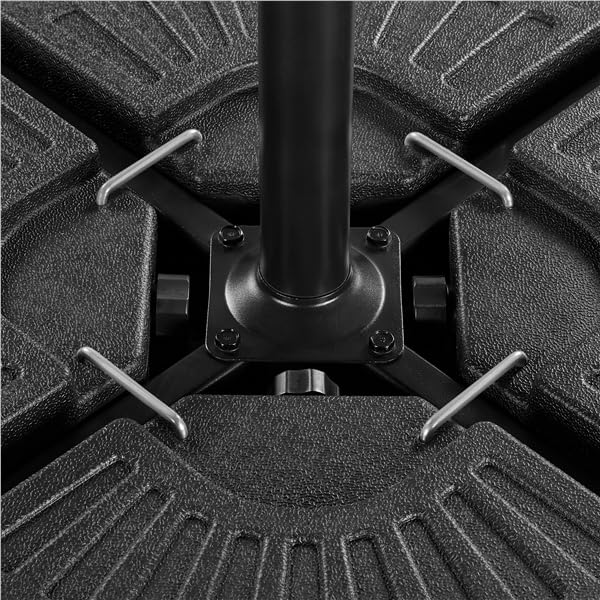 Yaheetech Base per Ombrellone Set 4 Pezzi Riempibile con Sabbia o Acqua 52L in HDPE per Esterno Giardino Veranda Nero