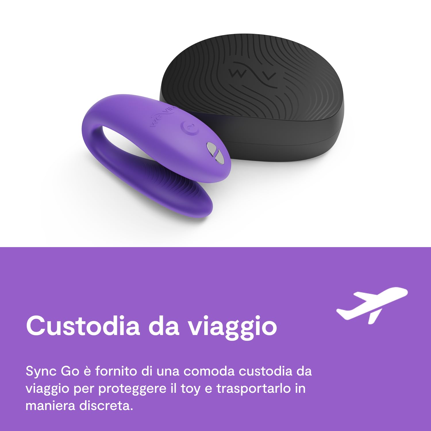 We-Vibe Sync Go Travel Edition Vibratore per Coppie | A Forma di C | Giocattolo Vibrante Indossabile per Coppie | Vibrazioni Condivise | Ricaricabile | Custodia da Viaggio | Porpora