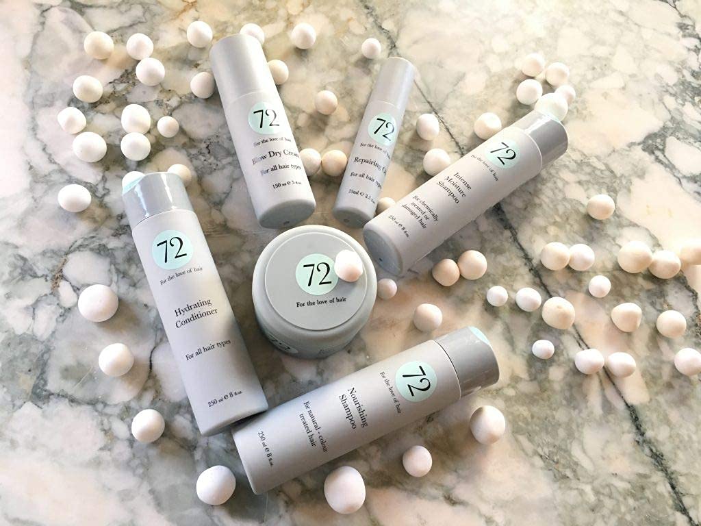 72 Hair Vegan Intense Moisture Duo, Sulphate Free Shampoo and Conditioner Set, Anti Frizz Treatment, 500ml