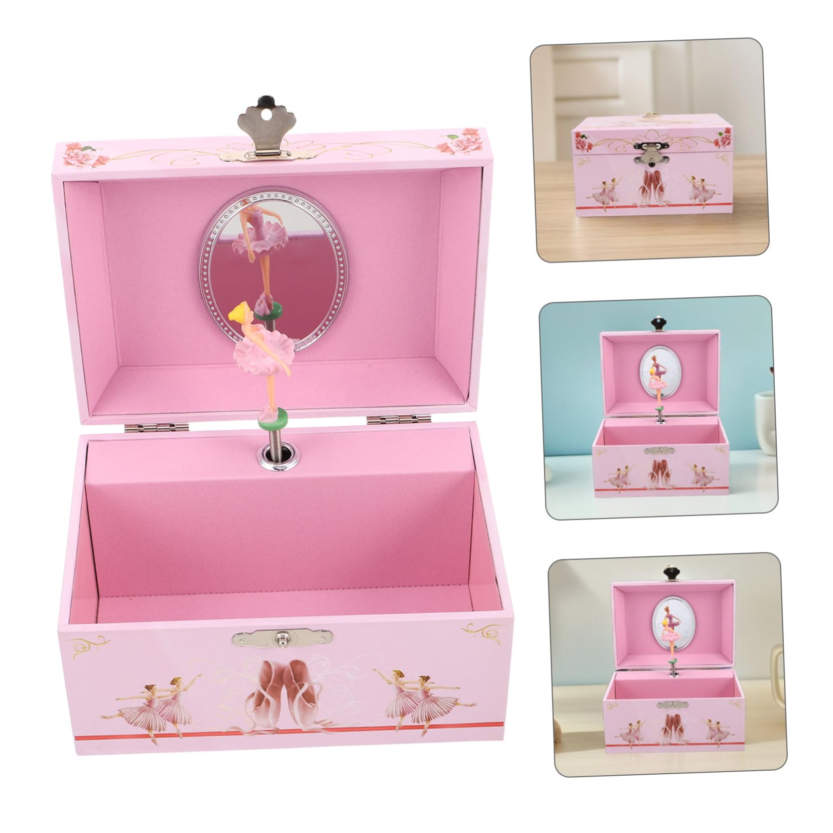 Mikikit Caja De Música Ballet Rosa 13 Cm Joyero Musical para Niñas Almacenamiento De Joyas con Bailarina Giratoria Obsequio De Cumpleaños Infantil