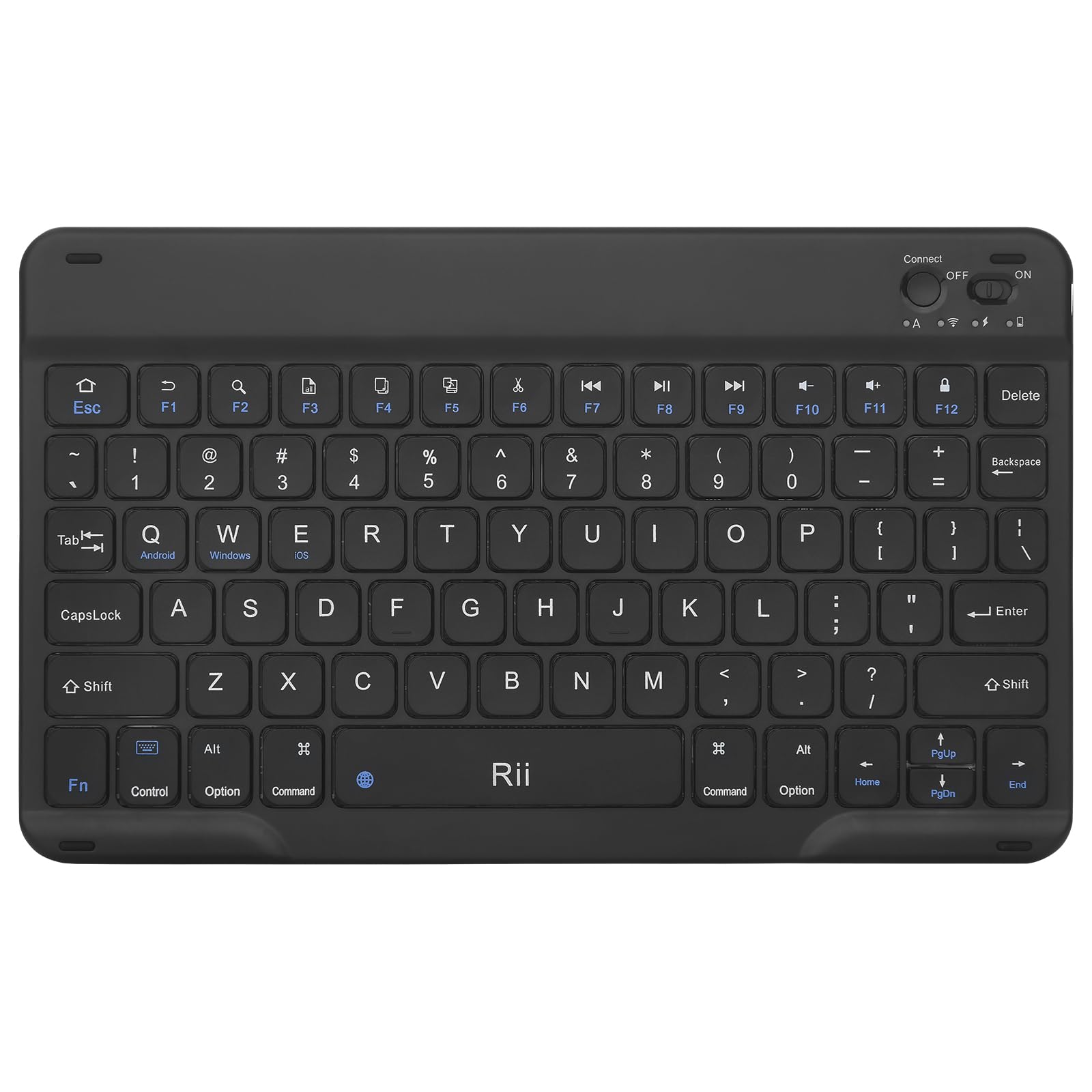 Rii RK302 Ultra-Slim Bluetooth Keyboard for ipad,iPhone,Android,Samsung,Windows,Mac,Linux,Smart TV,Tablet,Laptop,Rechargeable Ergonomic Wireless