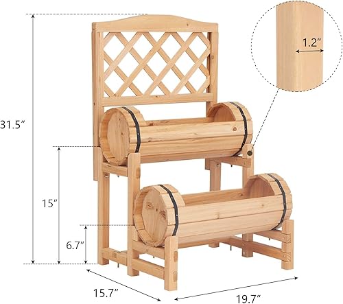 Miniatura 7 de kinbor Cama de jardín elevada de madera para exteriores, jardinera elevada, maceta con enrejado, cama de jardín elevada para jardinería, verduras,