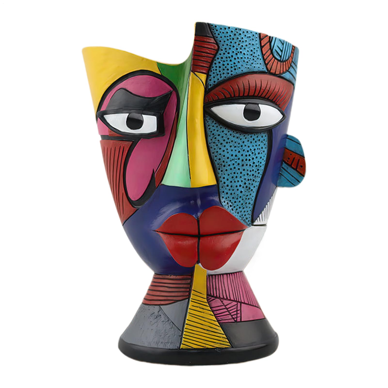 Pićasso Abstract Face Pot - Blumenkübel aus Harz, einzigartiges menschliches Gesichtsdesign, bunter dekorativer Vase mit Drainagelöchern | Behälter für Sukkulenten für den Innen- und Außenbereich für