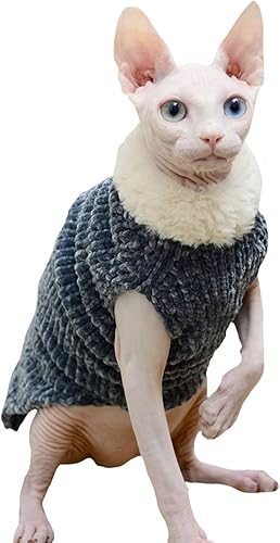 Miniatura 4 de Toysructin Suéter sin pelo de cuello alto para gatos pequeños y medianos, abrigo cálido de invierno para gato, suéter de chaleco suave agradable al