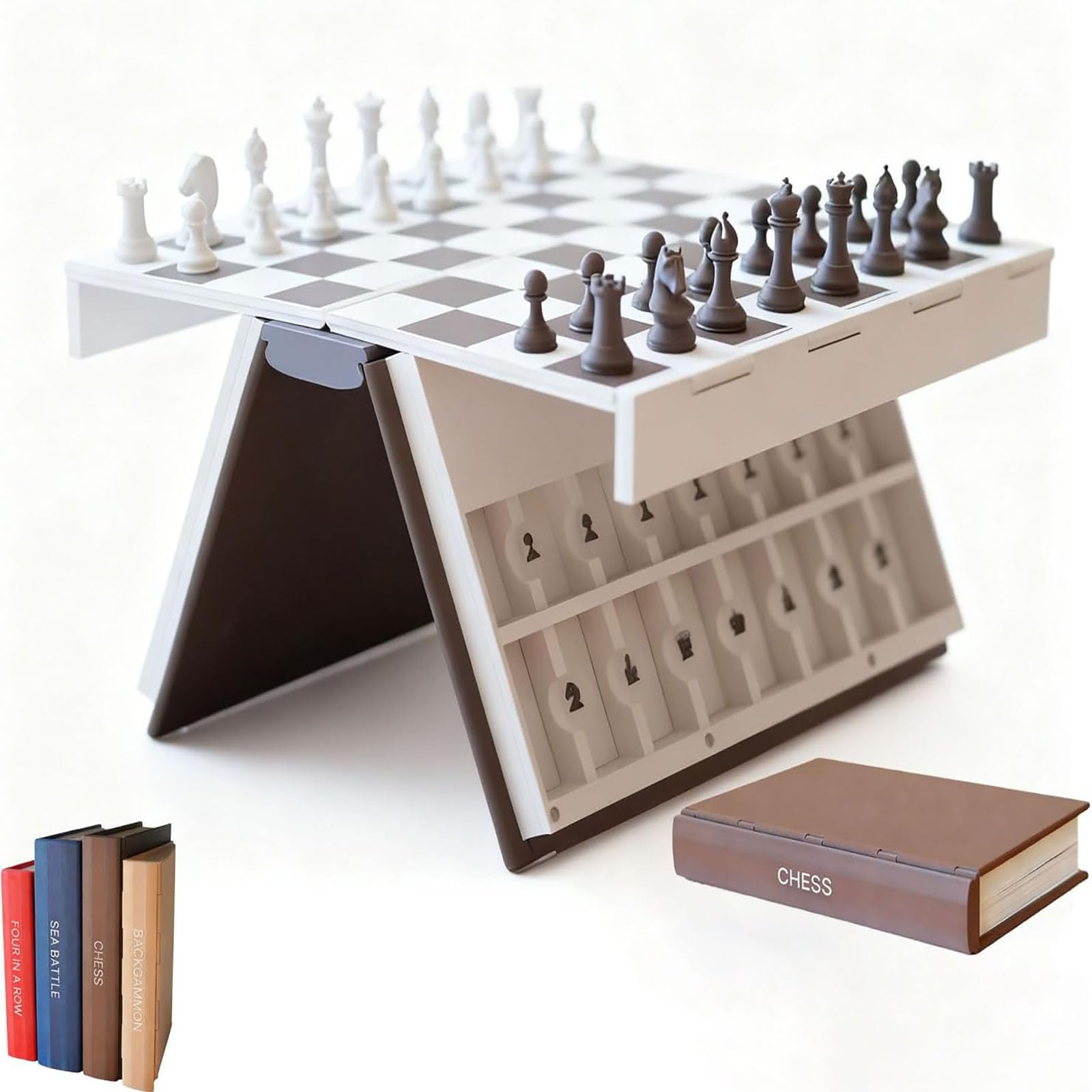 Playbook'd - Gioco dell'impiccato, Scacchi magnetici, Set di backgammon, Gioco a quattro, Battaglia navale, Scacchiera 3D, Giochi da tavolo Playbook'd (Chess)
